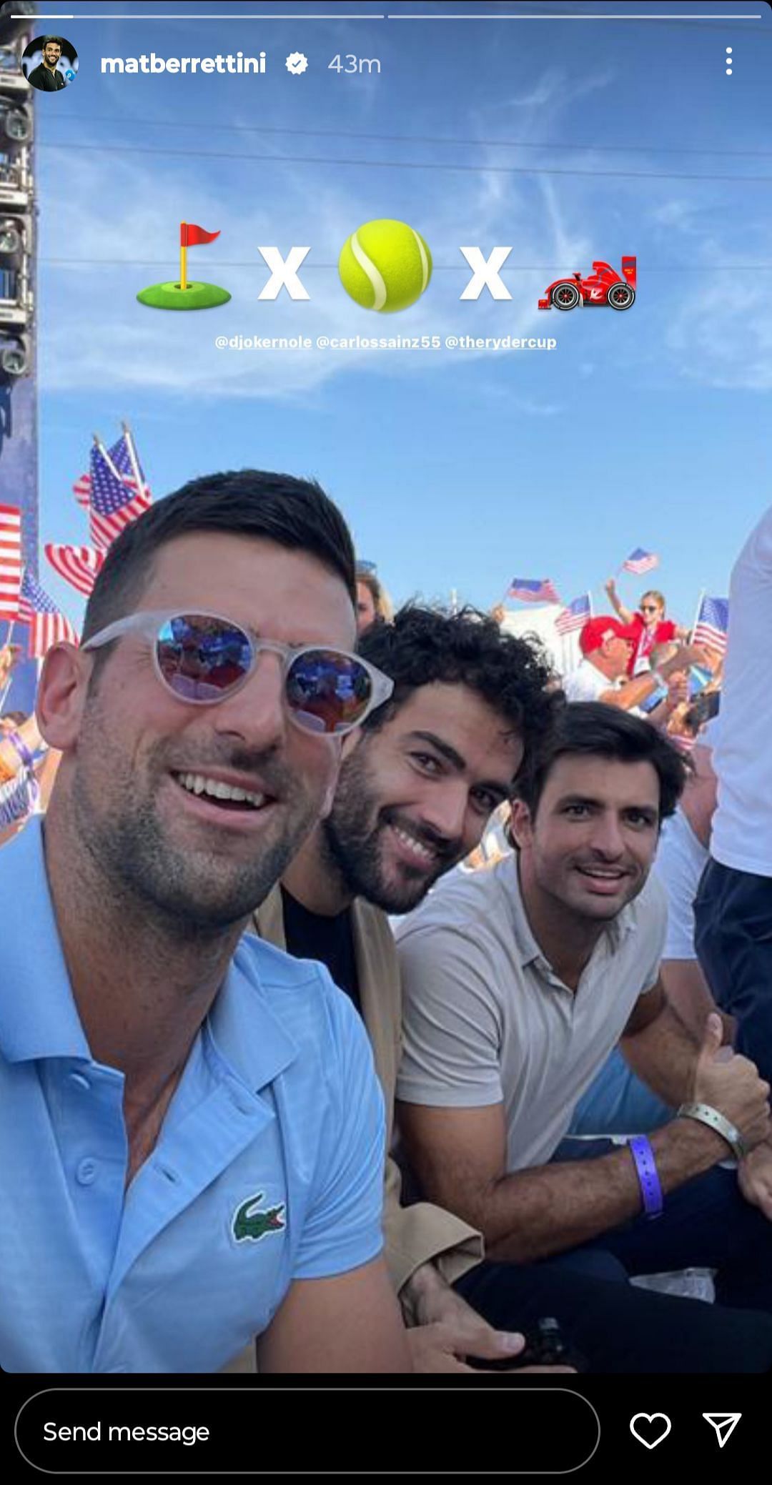 Matteo Berrettini's Instagram story